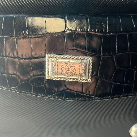 VINTAGE BRIGHTON BLACK NYLON TOTE W/ORGANIZER CAREER‎ FLAP SHOULDER DESIGNER - Picture 5 of 14